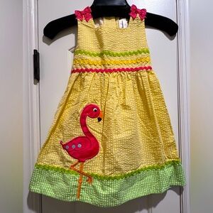 NWOT. Toddler Yellow Dress with Flamingo Design